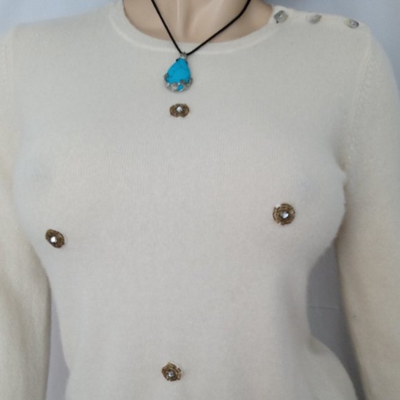 LAUREN RALPH LAUREN Cream 100% Cashmere Sweater PM - Picture 5 of 7